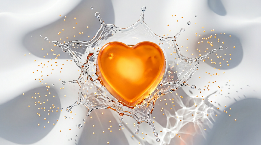 High-quality Essens Gummy Glow Biotin heart-shaped supplement for skin and hair elasticity, part of the 2026 tactile beauty trend in USA.
